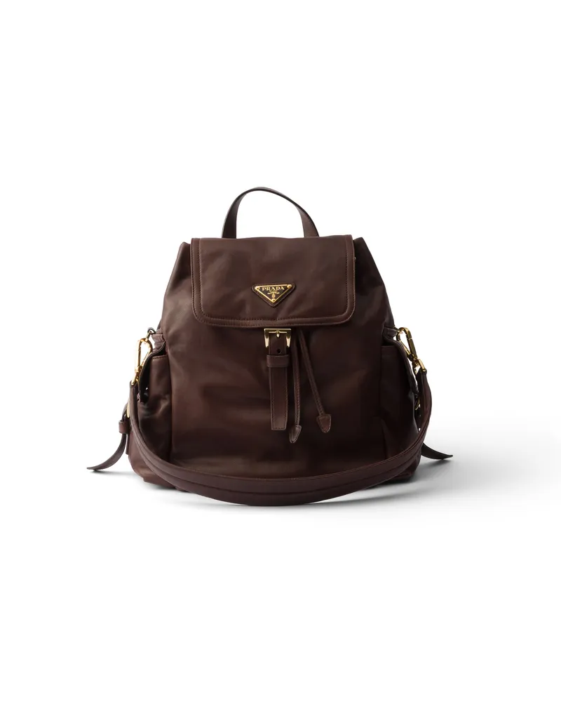 Prada Explore Rucksack Aus Nappa-leder In Mittlerer Größe, Damen, Sienna Sienna