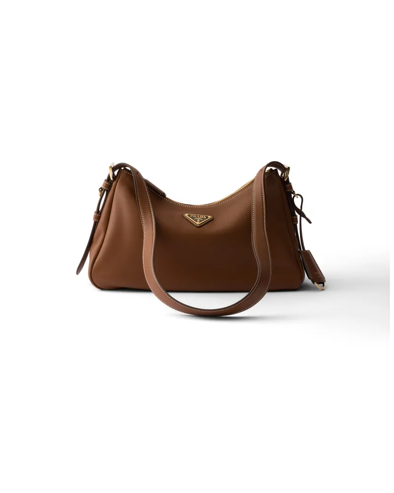 Prada Mittelgroße  Aimée Schultertasche Aus Leder, Damen, Eiche Eiche
