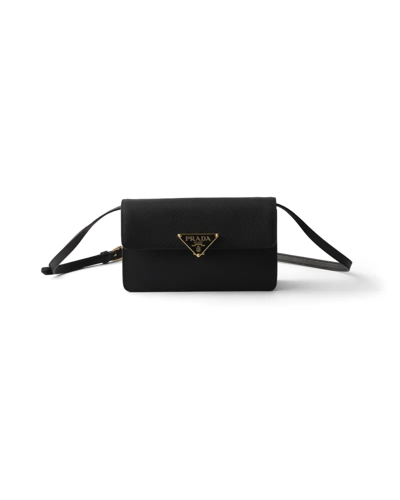 Prada Mini Bag Aus Saffiano-leder, Damen, Schwarz Schwarz