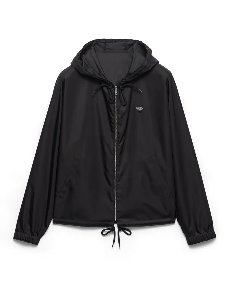 Prada Jacke Aus Re-nylon, Herren, Schwarz, Größe Schwarz