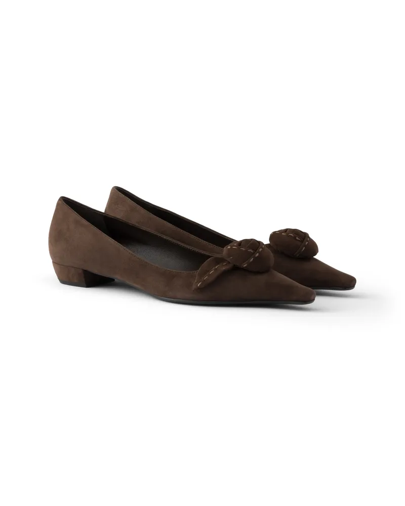 Prada Ballerinas Aus Wildleder, Damen, Dunkelbraun, Größe Dunkelbraun