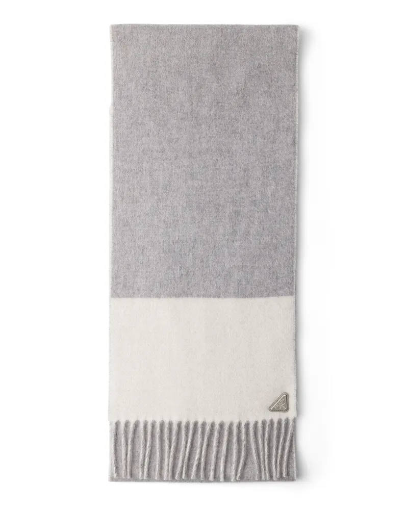 Prada Schal Aus Kaschmir, Damen, Wolkengrau/kreideweiß Wolkengrau