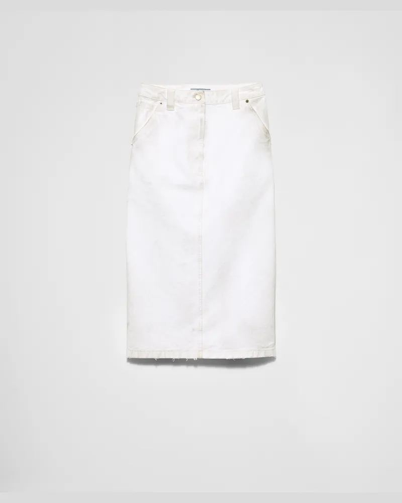 Prada Bleistiftrock aus Old Canvas Weiss