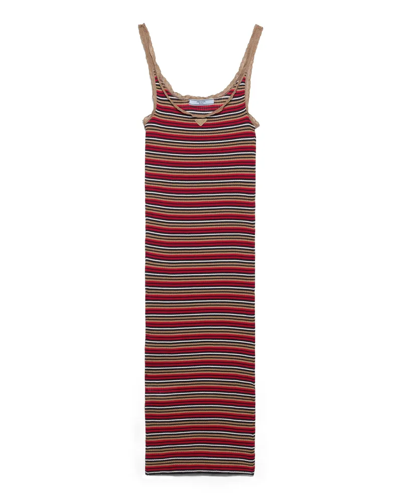 Prada Gestreiftes Kleid Aus Baumwolle, Damen, Blau/rot, Größe Blau