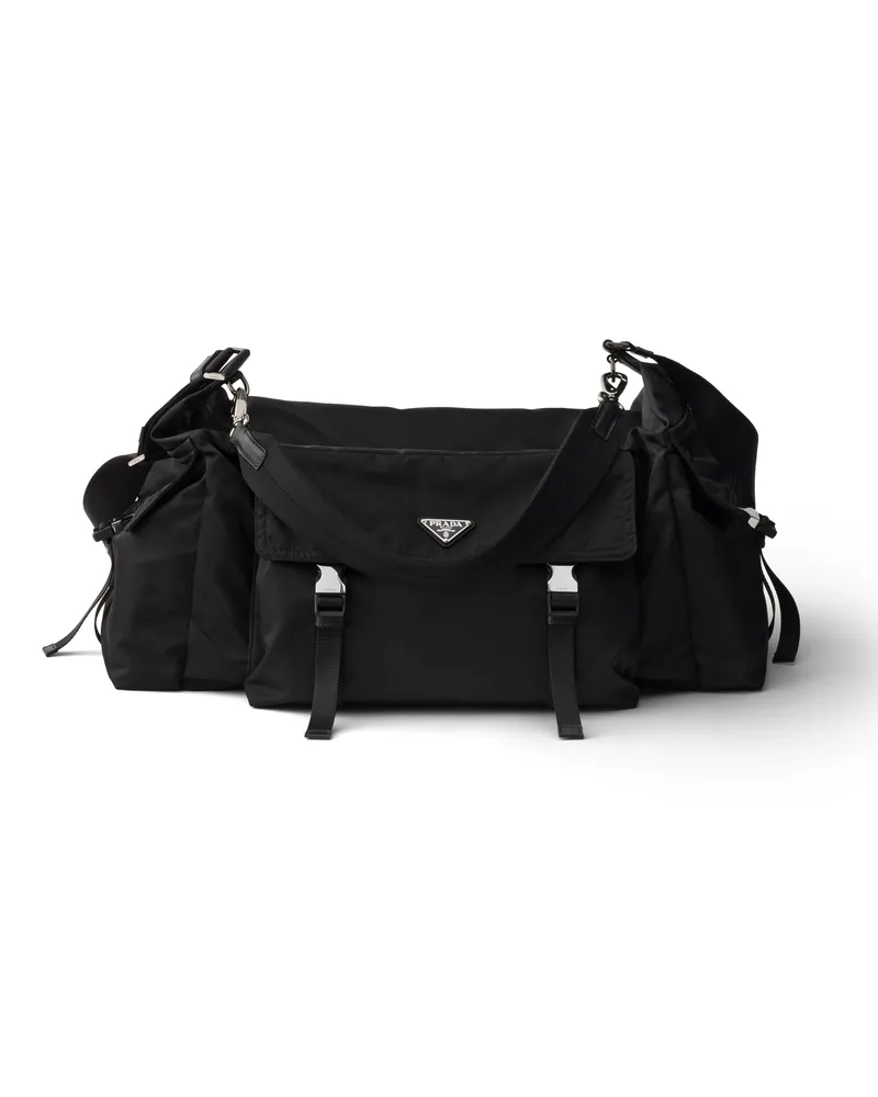 Prada Explore Weekender Aus Re-nylon Und Leder, , Schwarz Schwarz