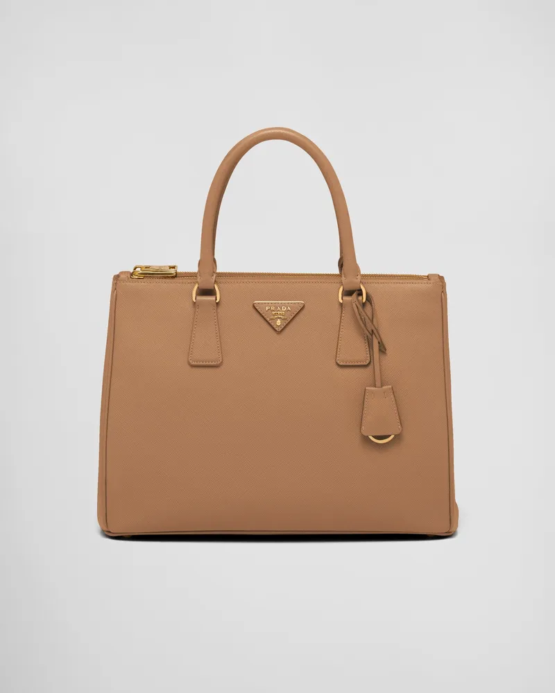 Prada Große  Galleria Tasche aus Saffiano-Leder Karamell