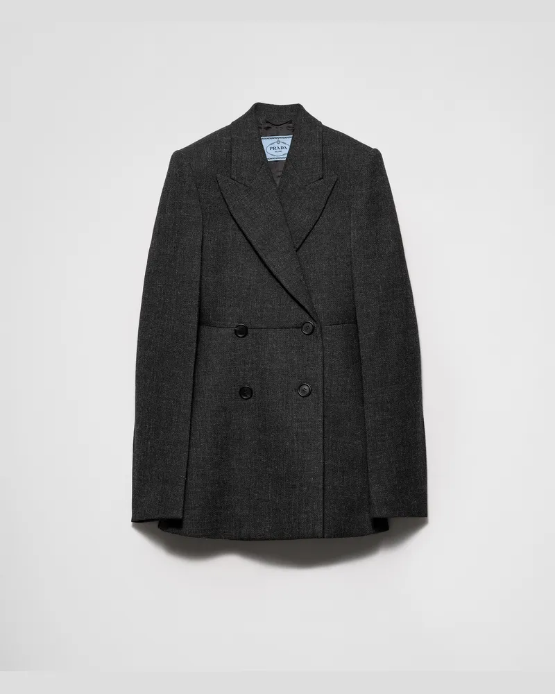 Prada Doppelreihige Jacke im Vintage-Look mit Schnellstich Anthrazitgrau