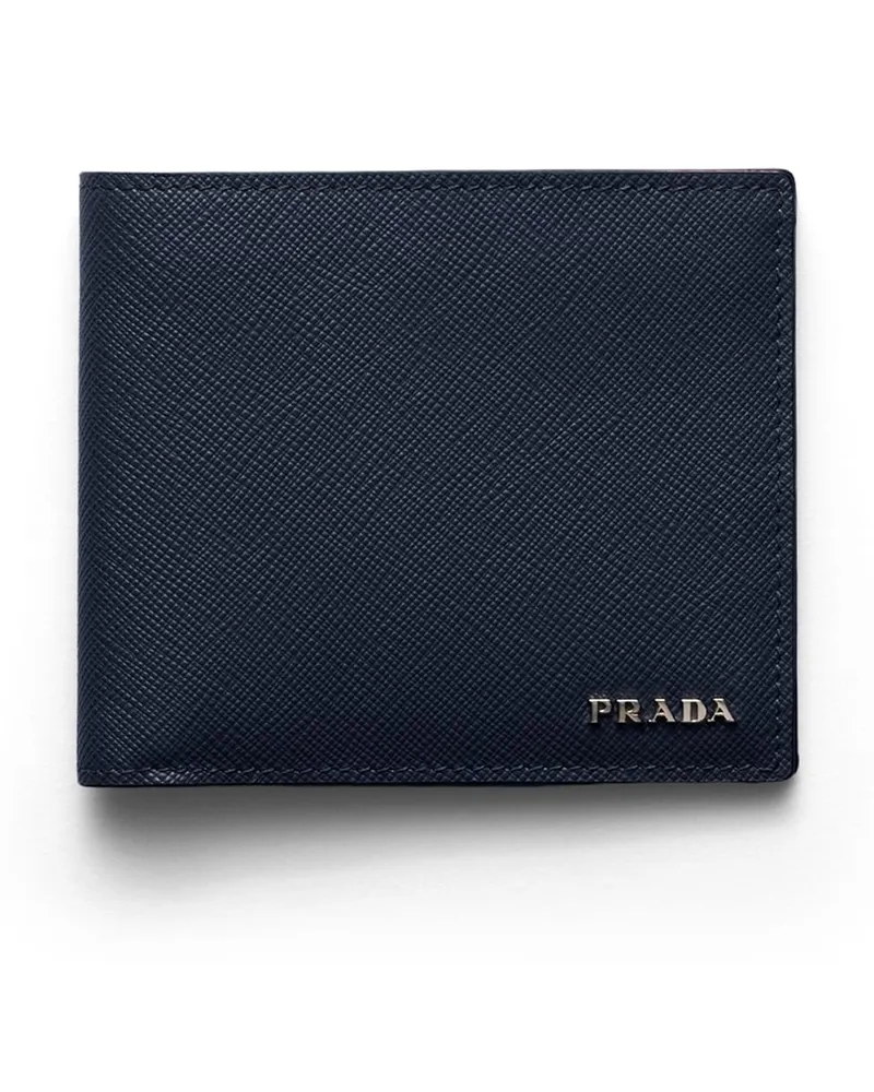 Prada Portemonnaie Aus Leder, Herren, Ostseeblau/marmorgrau Ostseeblau