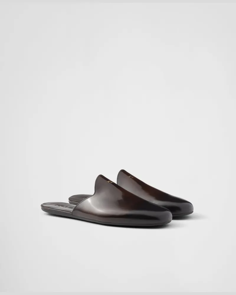 Prada Mules aus gebürstetem Leder Sienna