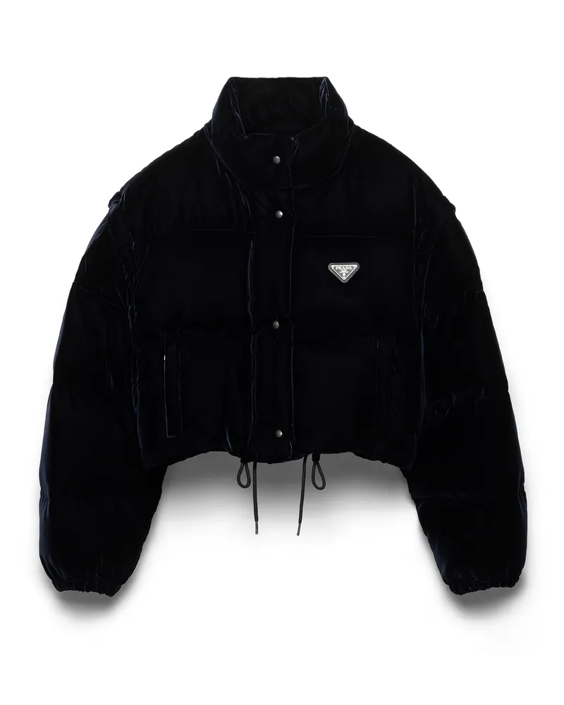 Prada Daunenjacke Aus Samt, Damen, Blau, Größe Blau