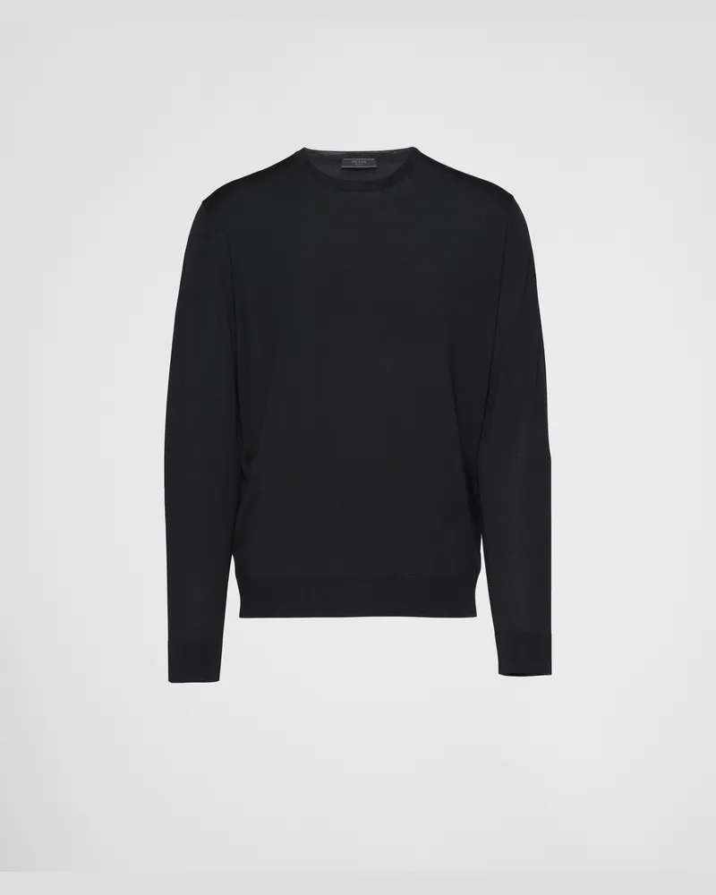 Prada Rundhalspullover aus Superfine-Wool Schwarz