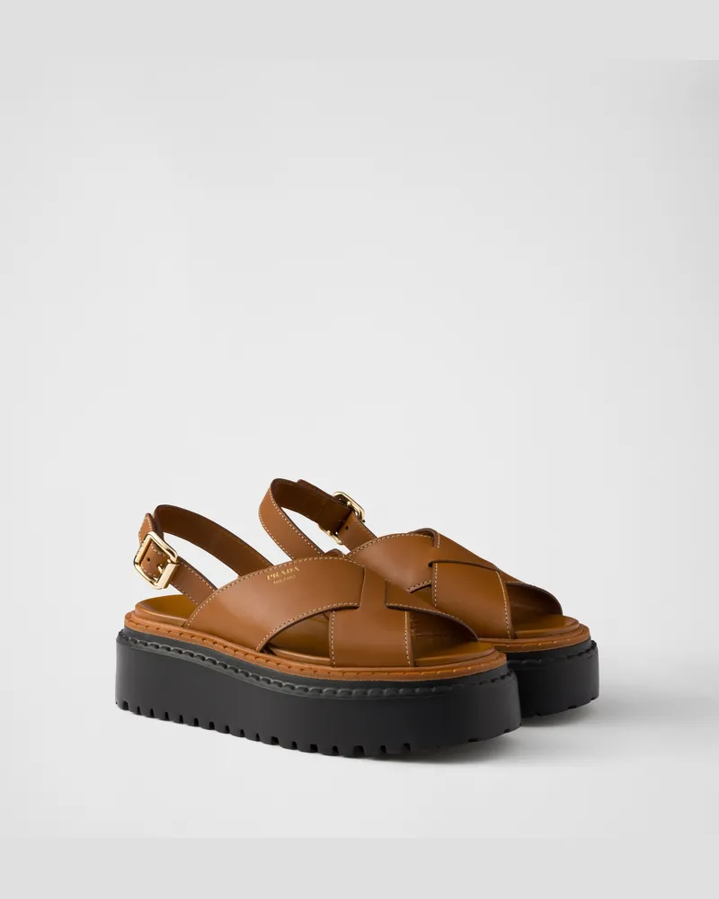 Prada Sandalen aus Leder mit gekreuztem Band Leder