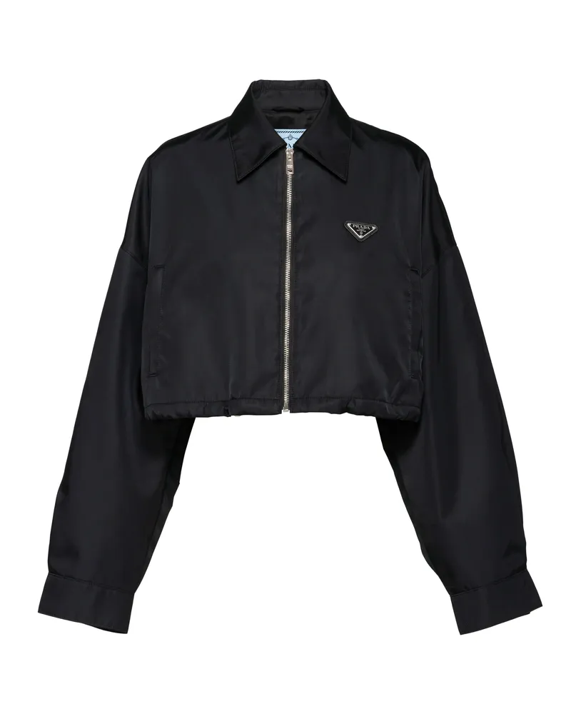 Prada Kurze Blousonjacke Aus Re-nylon, Damen, Schwarz, Größe Schwarz