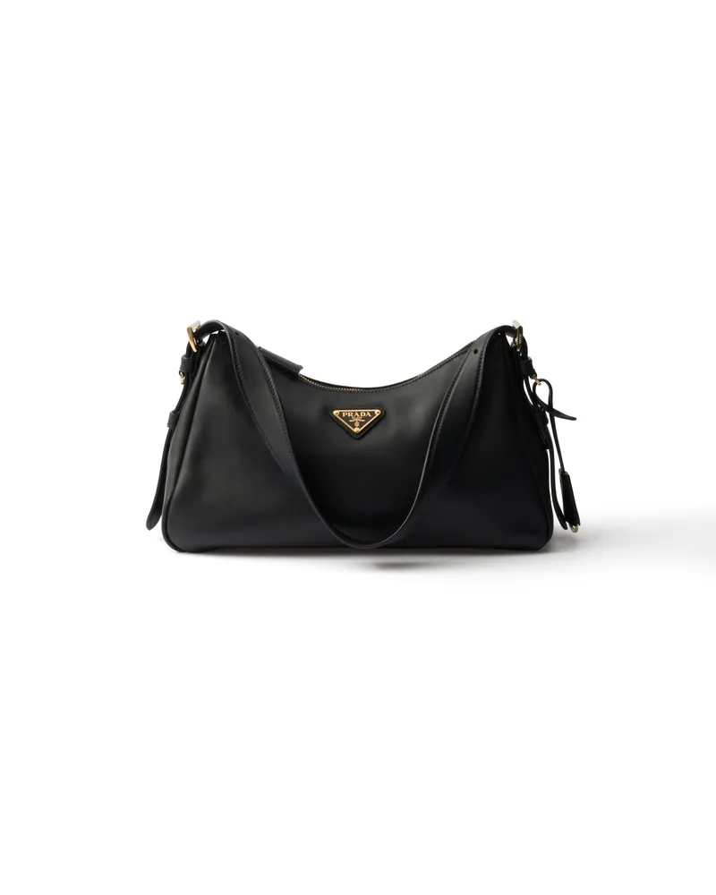 Prada Mittelgroße  Aimée Schultertasche Aus Leder, Damen, Schwarz Schwarz