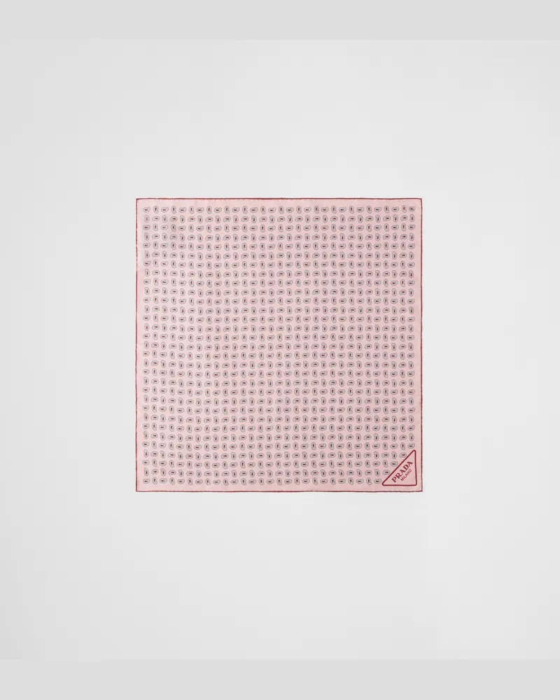Prada Schal aus Seidentwill mit Print, 55 x 55 Alabasterrosa