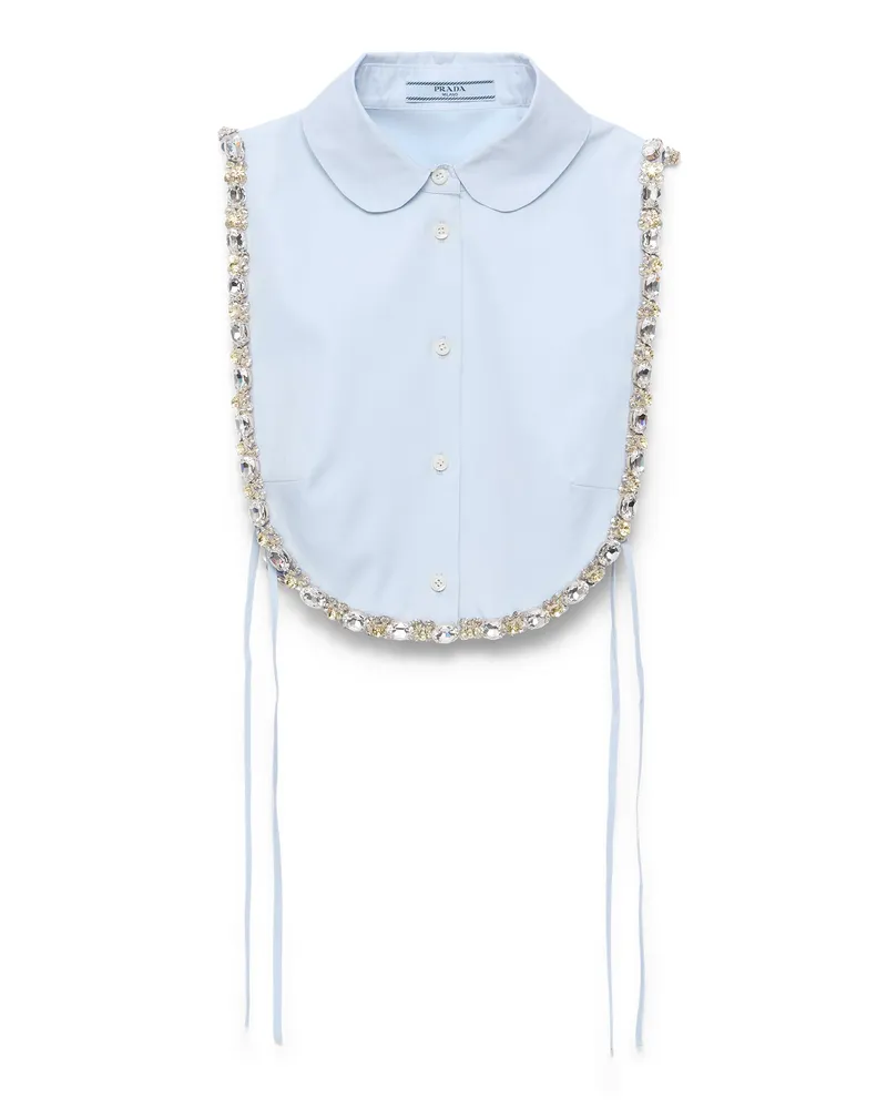 Prada Bestickter Pullunder Aus Popeline, Damen, Astro-blau, Größe Astro-blau