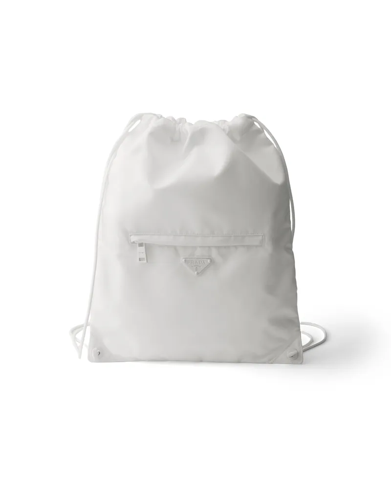 Prada Rucksack Mit Kordelzug Aus Re-nylon, , Weiss Weiss