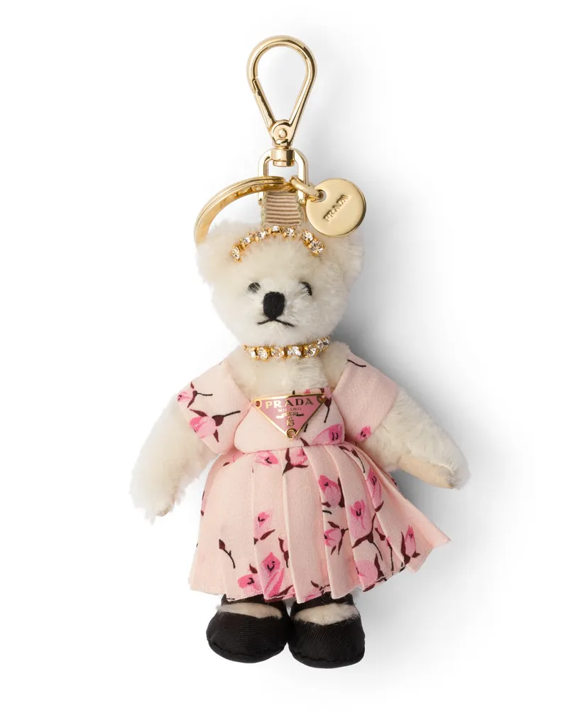 Prada Teddy-schlüsselanhänger, Damen, Weiss Weiss
