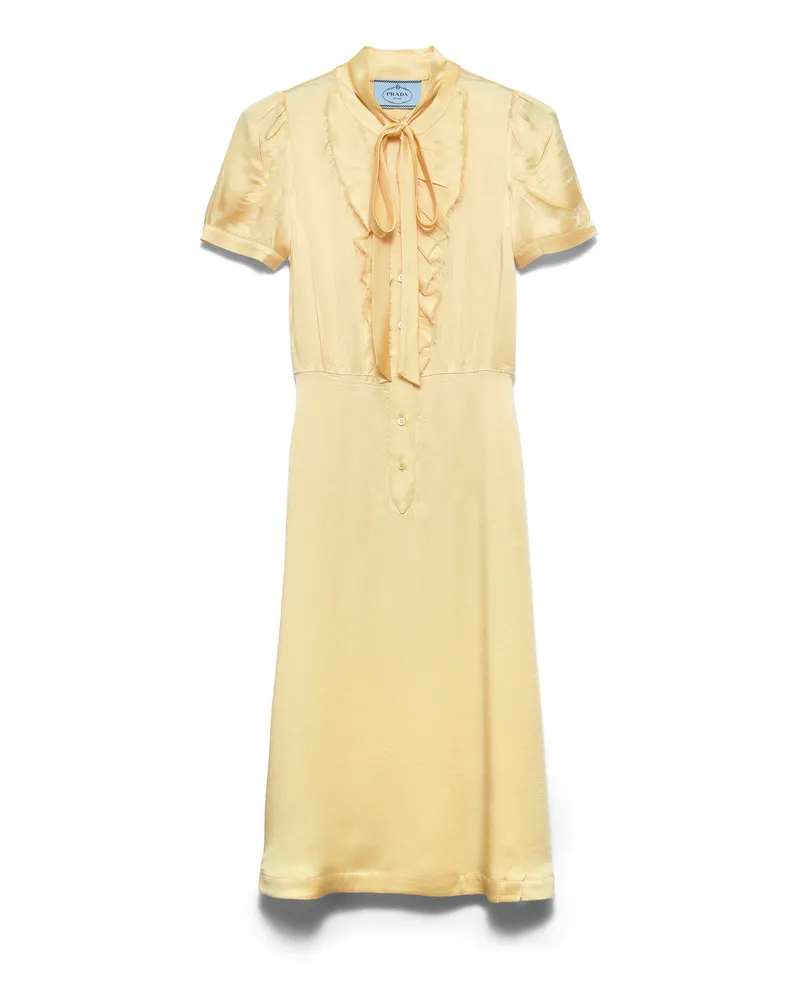 Prada Kleid Aus Satin-crêpe, Damen, Creme, Größe Creme