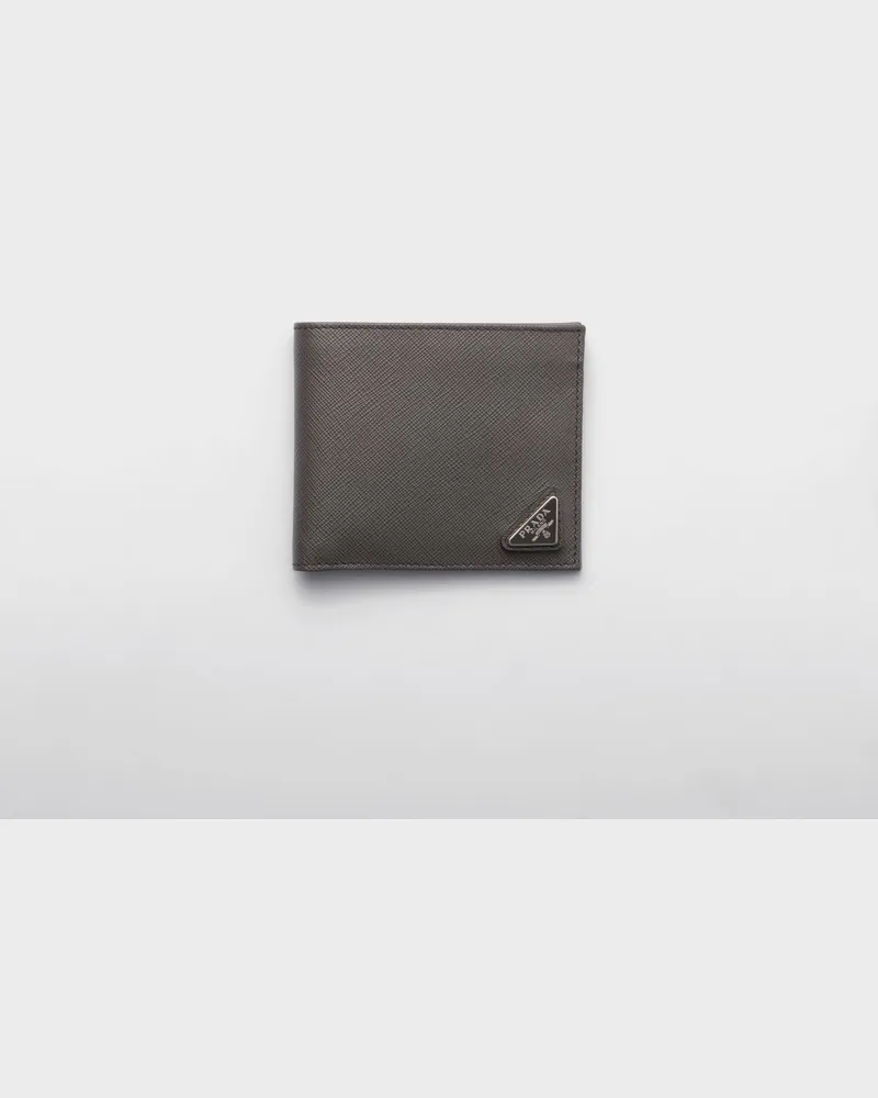 Prada Portemonnaie aus Leder Rauchgrau
