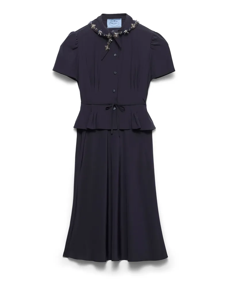Prada Besticktes Kleid Aus Marocain, Damen, Blau, Größe Blau