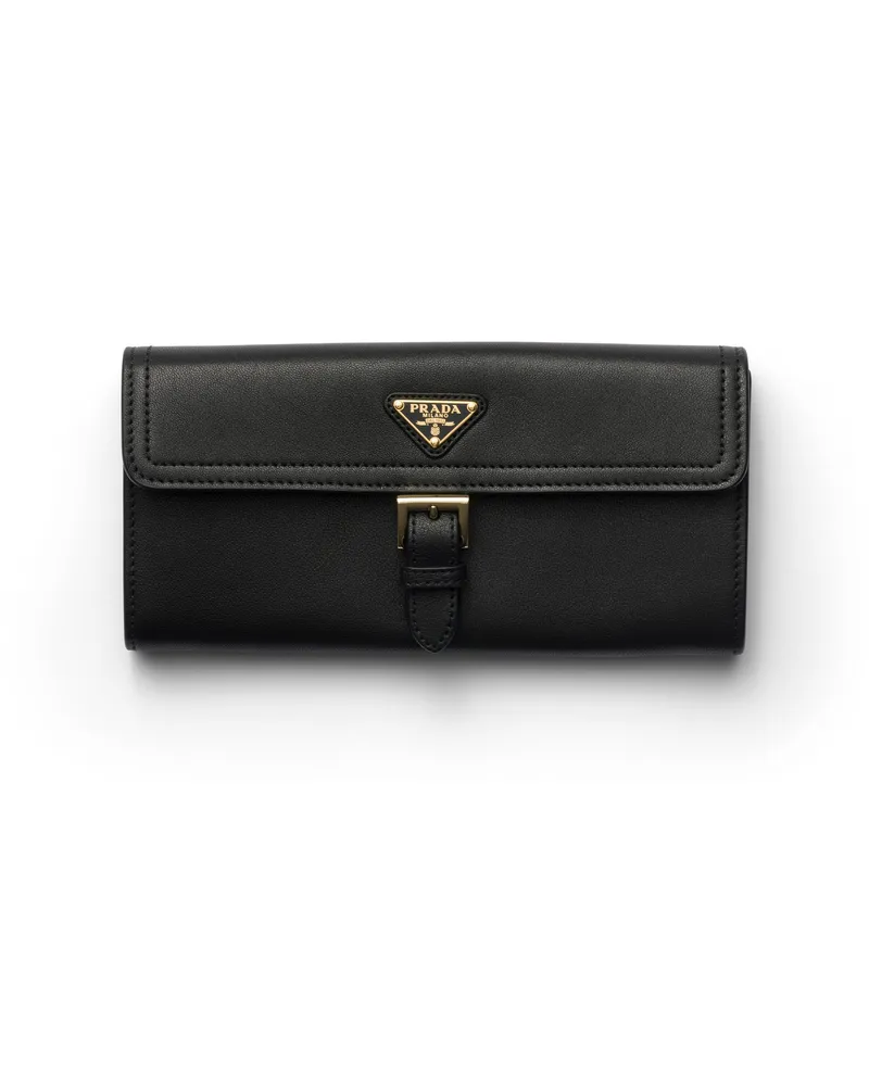 Prada Große Geldbörse Aus Nappa-leder, Damen, Schwarz Schwarz