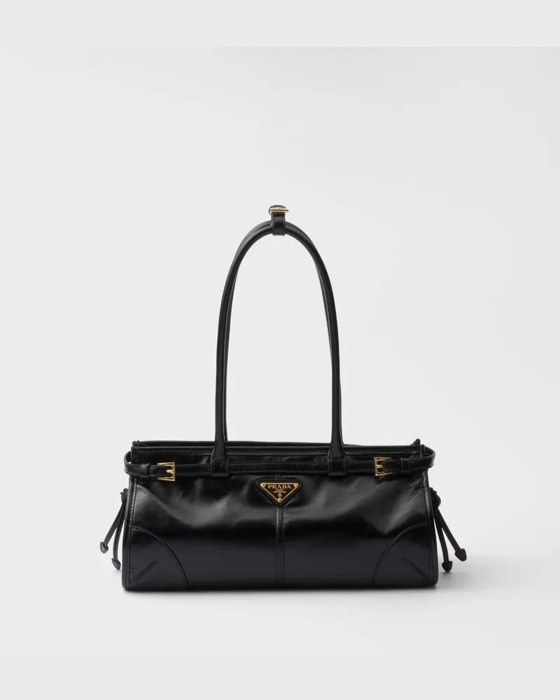 Prada Bonnie Mittelgroße Handtasche Aus Leder, Damen, Schwarz Schwarz