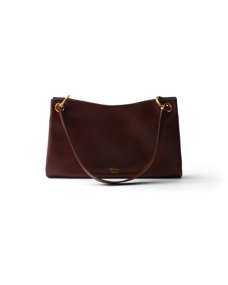 Prada Große  Etude Schultertasche Aus Leder, Damen, Sienna Sienna