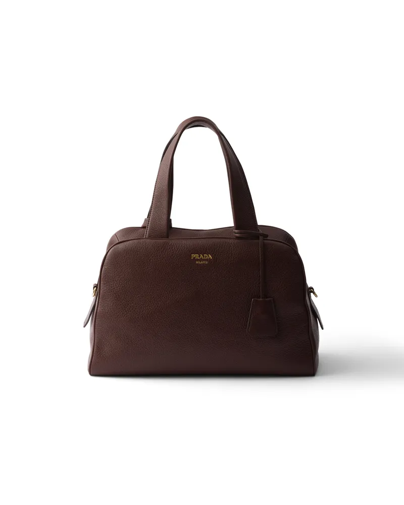 Prada Große Henkeltasche Aus Leder, Damen, Sienna Sienna