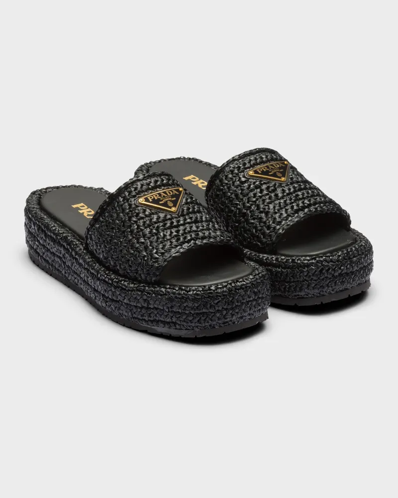 Prada Gehäkelte Plateau-Pantoletten Schwarz