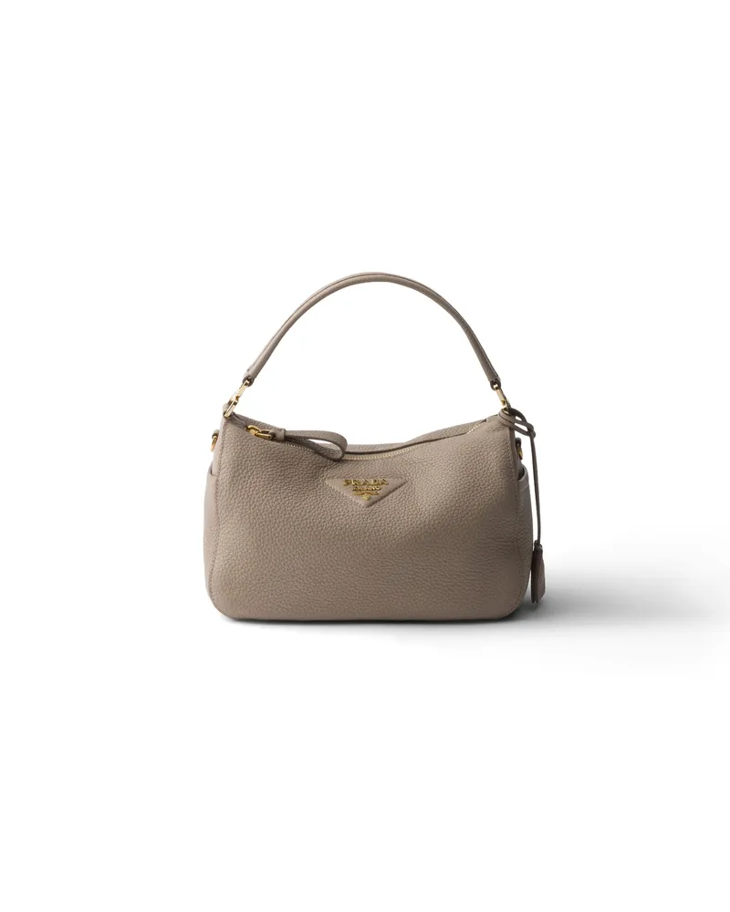 Prada Kleine Tasche Aus Leder, Damen, Lehmgrau Lehmgrau