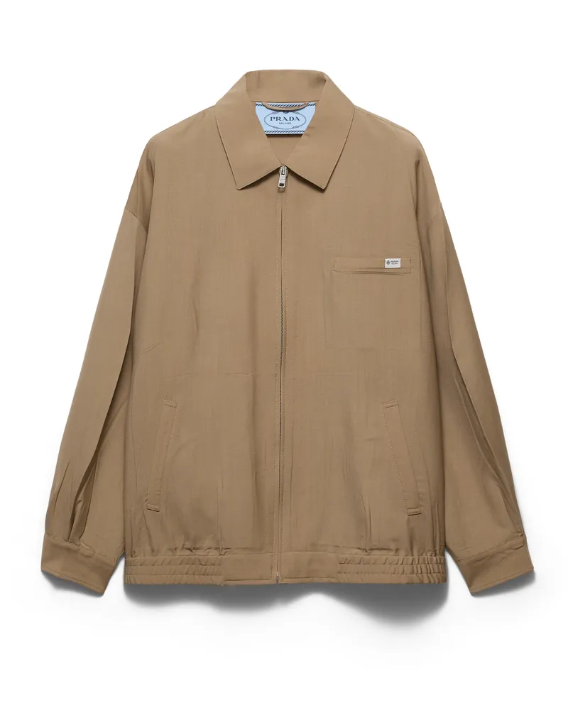 Prada Blousonjacke Aus Mohairwolle, Damen, Haselnuss, Größe Haselnuss