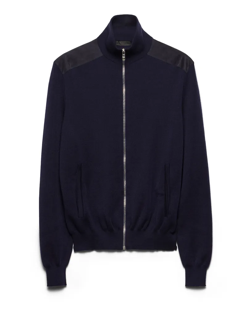 Prada Strickjacke Aus Kaschmir Mit Reißverschluss, Herren, Blau, Größe Blau