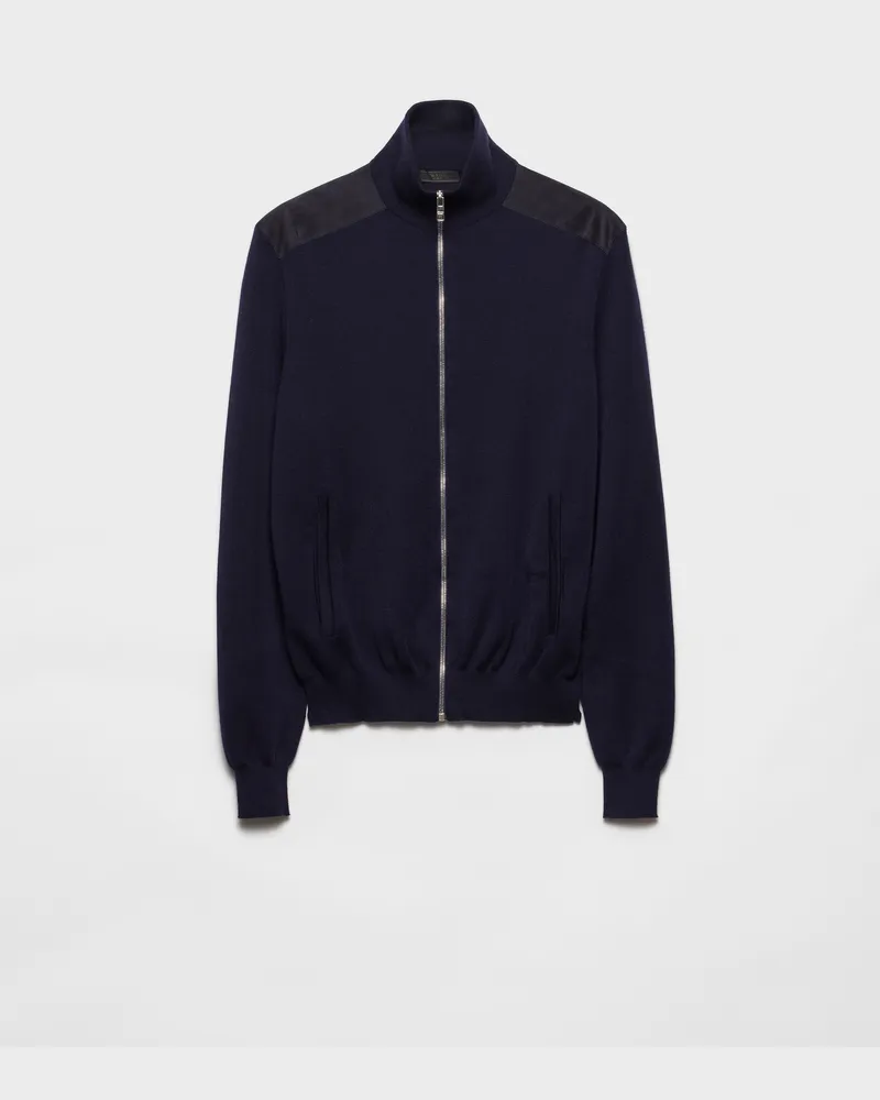 Prada Strickjacke aus Kaschmir mit Reißverschluss Blau
