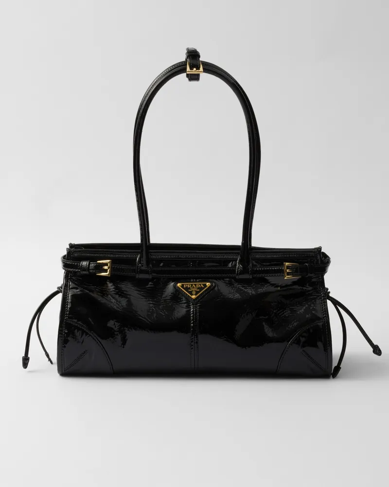 Prada Bonnie Medium Handtasche aus Naplak-Lackleder Schwarz