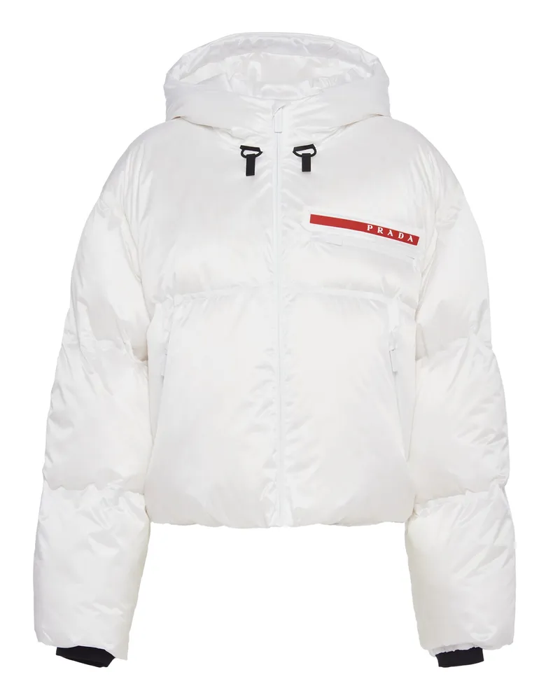 Prada Kurze Daunenjacke Aus Technischem Re-nylon, Damen, Weiss, Größe Weiss