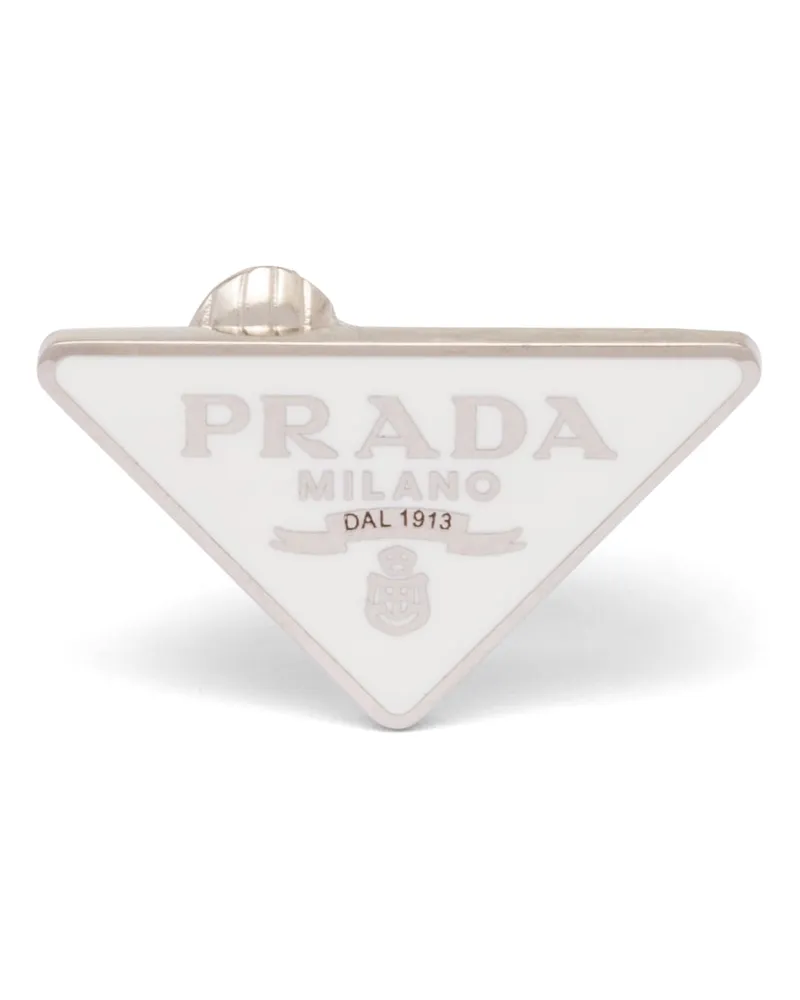 Prada Symbole Linker Ohrclip, Damen, Weiss Weiss