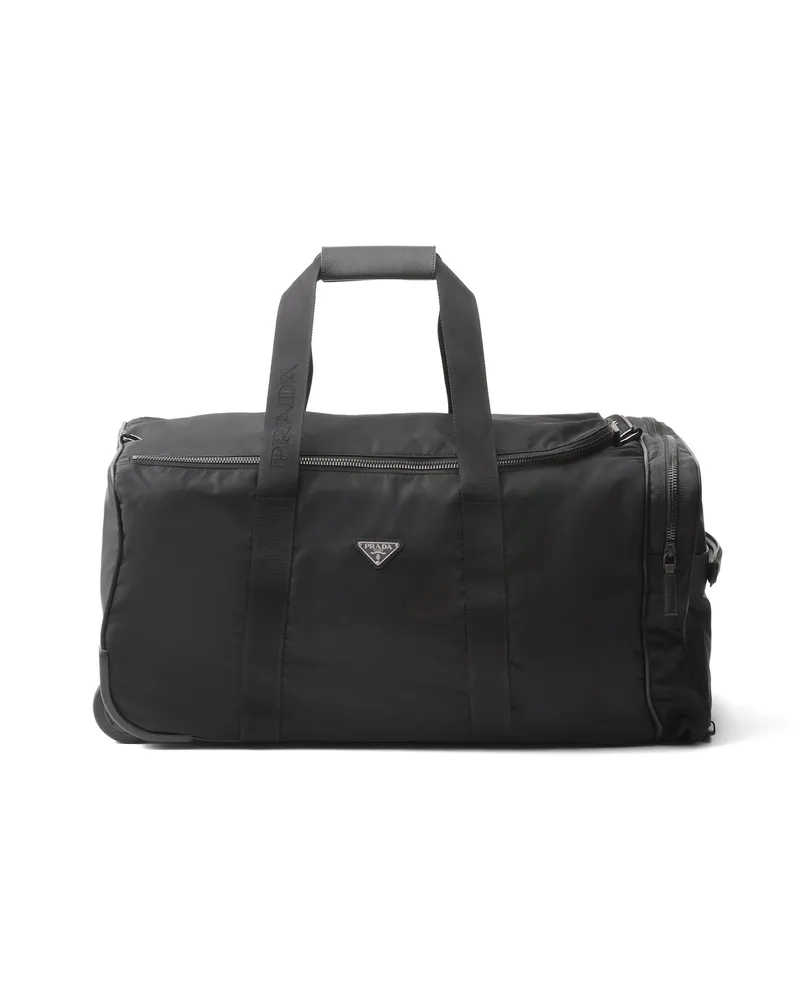 Prada Trolley Aus Re-nylon Und Saffiano-leder, , Schwarz Schwarz