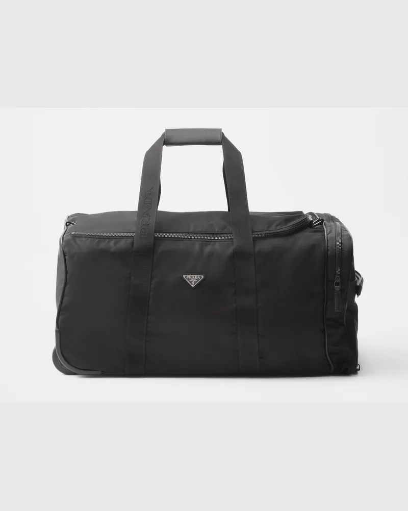 Prada Trolley aus Re-Nylon und Saffiano-Leder Schwarz