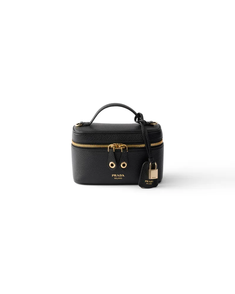 Prada Mini Bag Aus Leder, Damen, Schwarz Schwarz