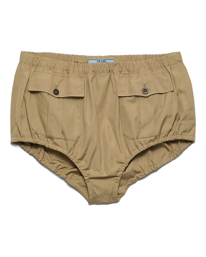 Prada Shorts Aus Popeline, Damen, Beige, Größe Beige