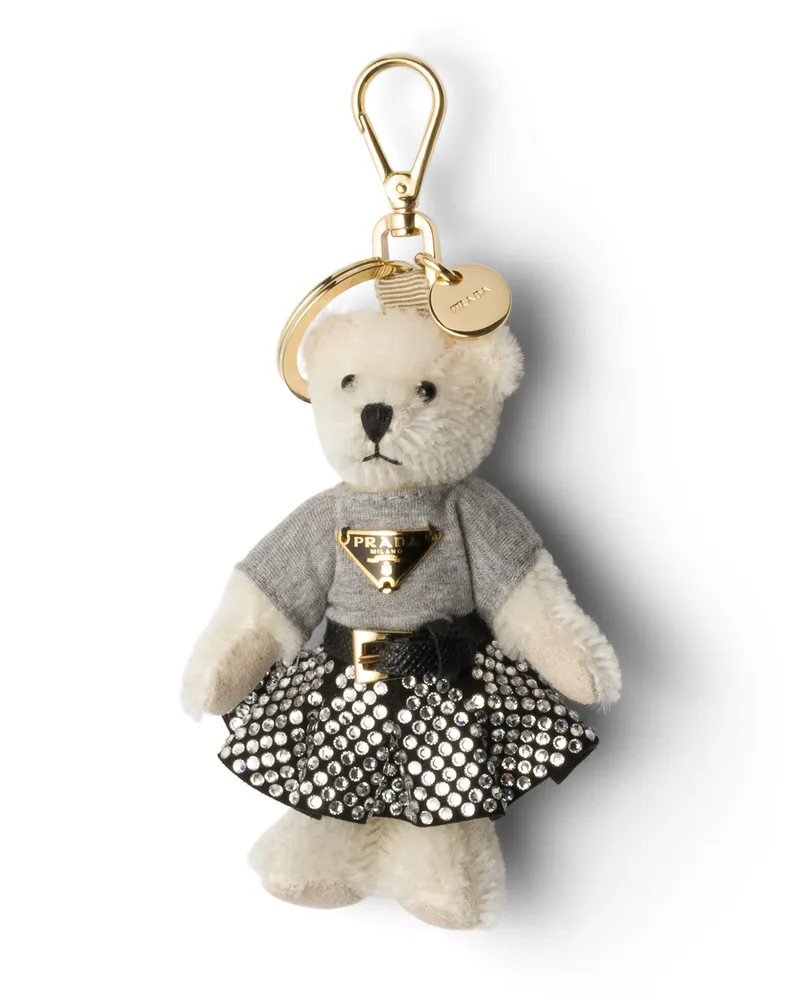 Prada Teddy-schlüsselanhänger, Damen, Weiß/kristall Weiß