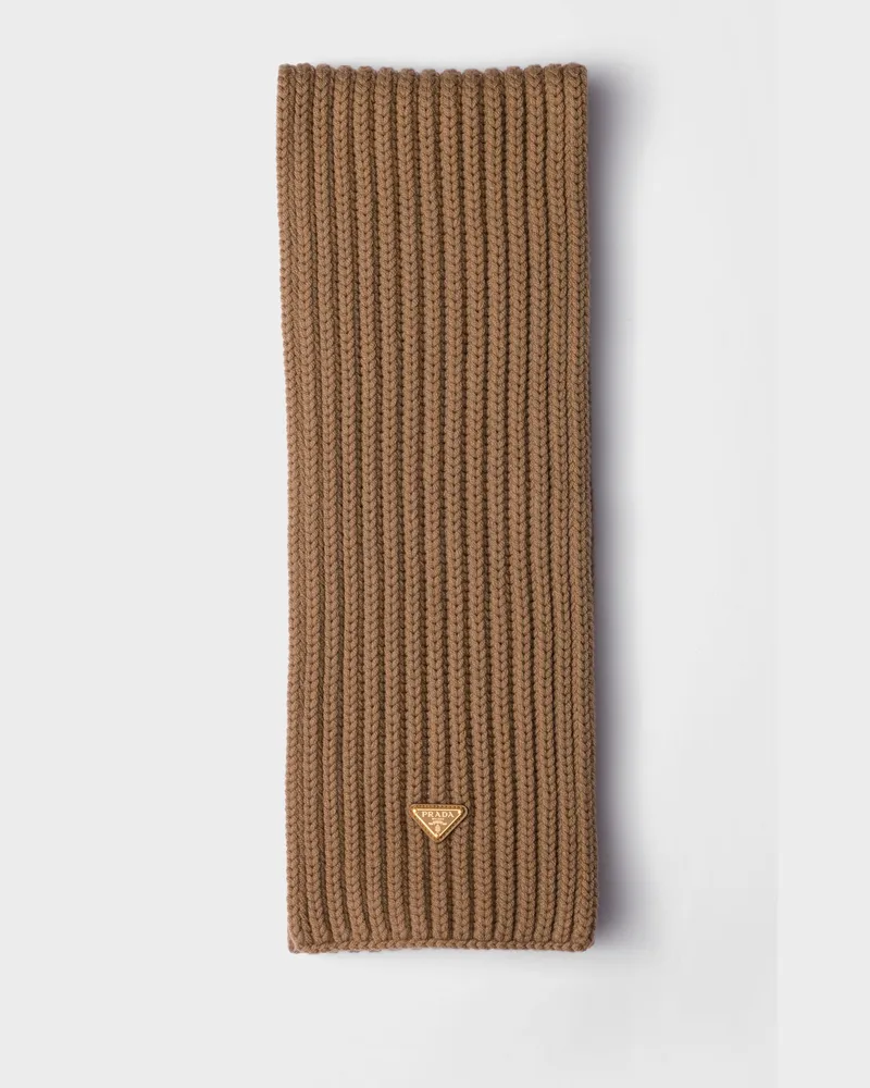 Prada Schal aus Wolle Kamelbraun