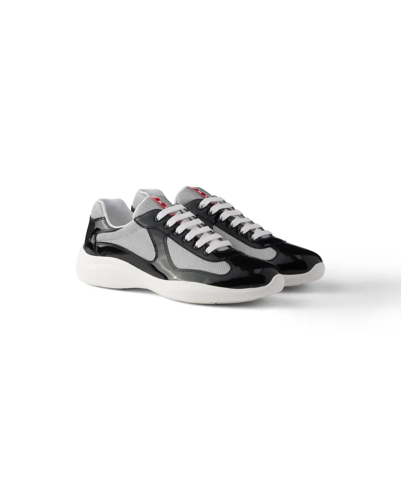Prada America’s Cup Sneaker Aus Lackleder Und Funktionsgewebe, Herren, Schwarz/silber, Größe 14 Schwarz