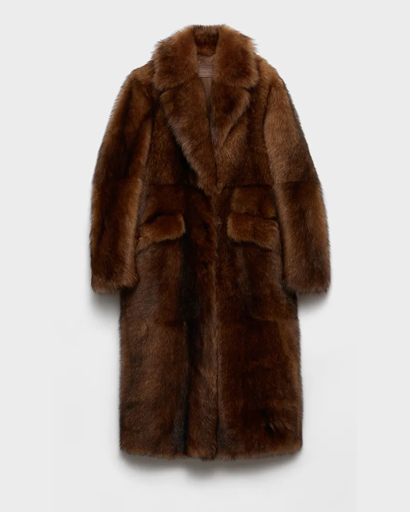 Prada Mantel aus Lammfell Cognac