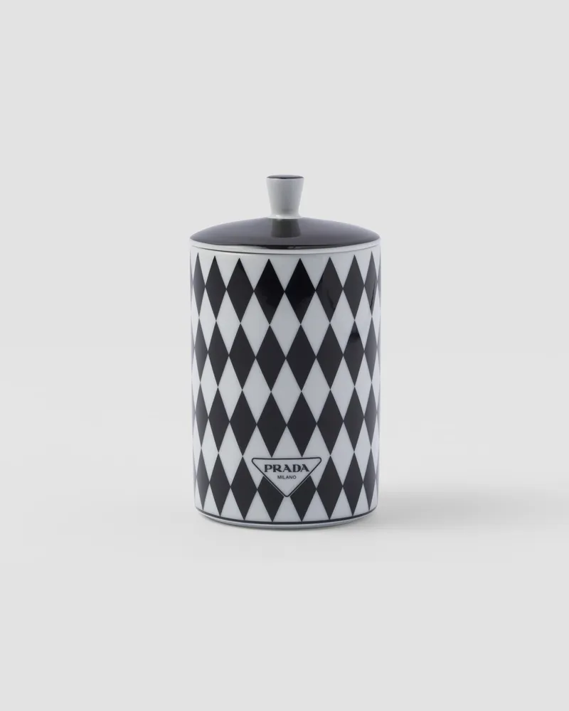 Prada Duftkerze aus Porzellan – Checkerboard Weiss