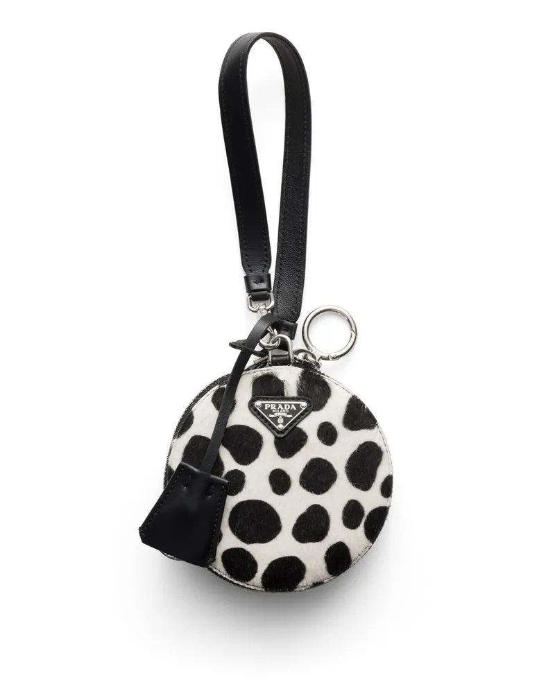 Prada Re-nylon And Printed Calf Hair Foldable Mini Bag, Damen, White/black White