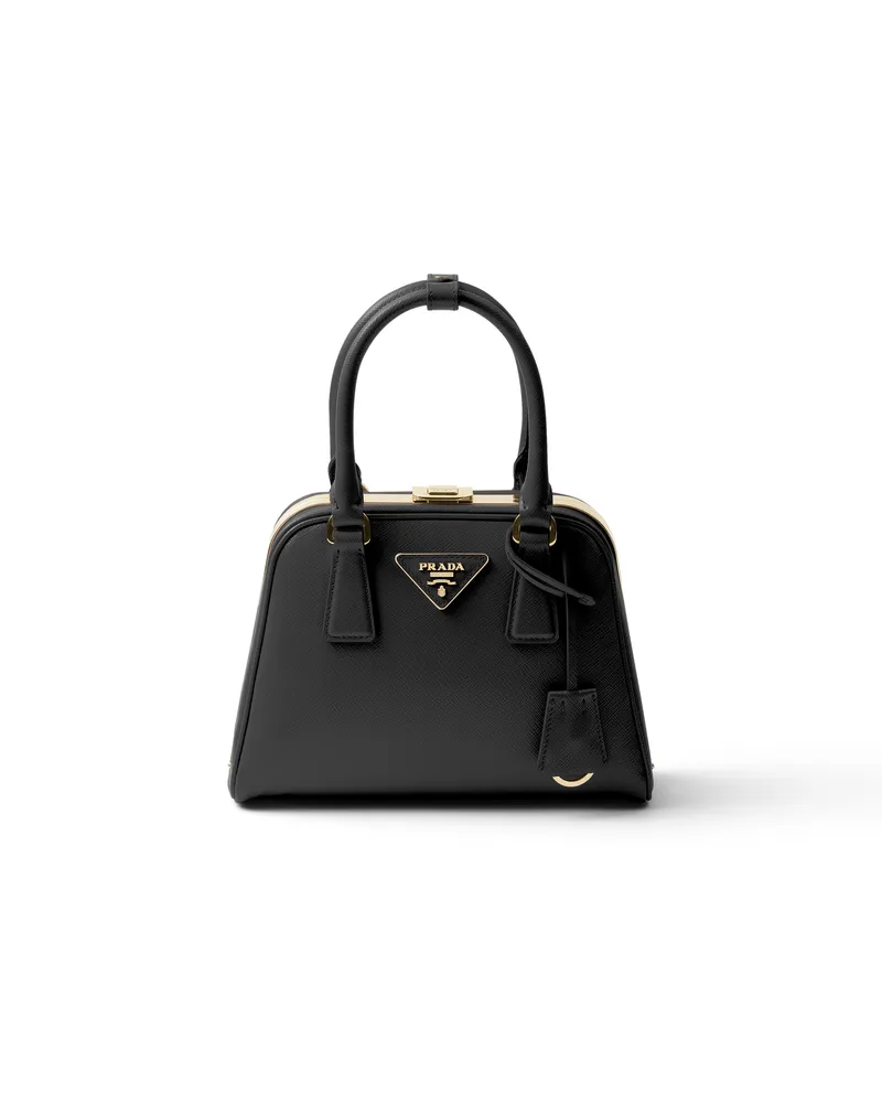 Prada Pyramid Mini Bag Aus Saffiano-leder, Damen, Schwarz Schwarz