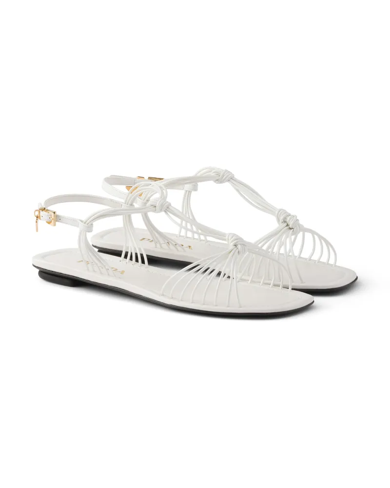 Prada Sandalen Aus Lackleder, Damen, Weiss, Größe Weiss