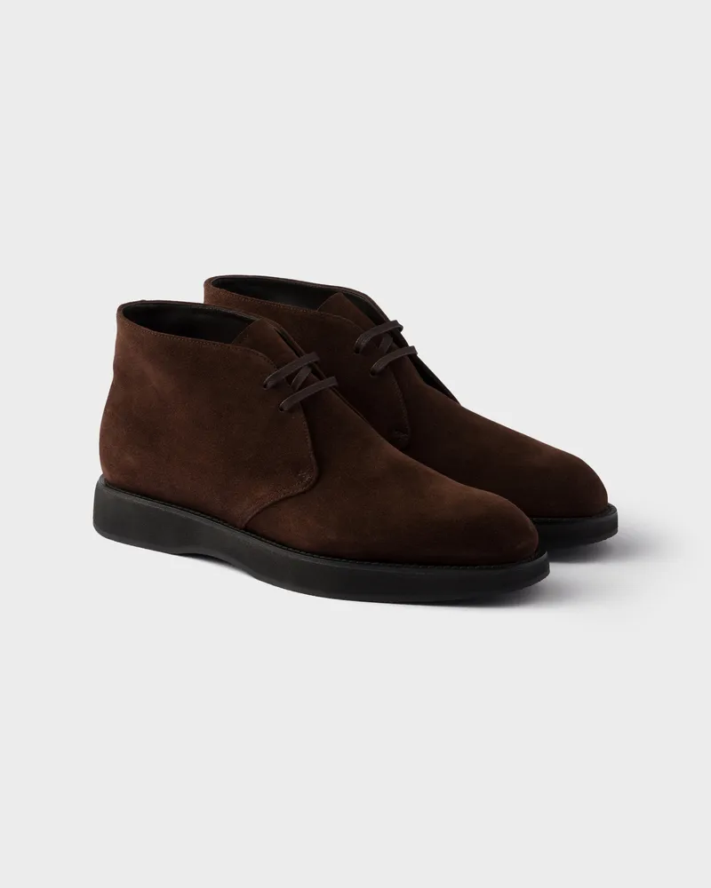 Prada Chukka Boots aus Wildleder Dunkelbraun
